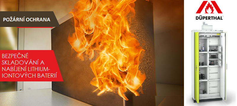 Bezpečnostní skříně pro skladování a nabíjení lithium-iontových baterií